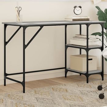 Mesa De Escritorio | Escritorio De Despacho | Escritorio Metal Y Madera Ingeniería Gris Sonoma 120x50x75 Cm Cfw270460