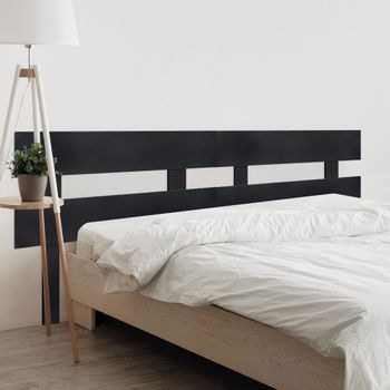 Dhome Cabecero Negro 220cm Dual Horizontal Estilo Valla Con Patas Madera Reciclada Dm Herrajes Incluidos (220cm Dual Horizontal Valla, Negro)