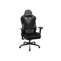 silla de escritorio con reposacabezas cojin negro-gris