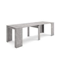 mesa consola extensible  mesa comedor plegable  260  para 12 comensales  comedor y cocina  estilo moderno  cemento