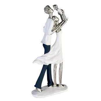 Casablanca By Gilde Figura Decorativa Escultura Elternglück Blanco, Plata H. 35 Cm