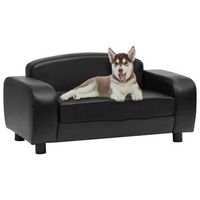 sofa para perro  cama para perros cuero sintetico negro 80x50x40 cm cfw118210