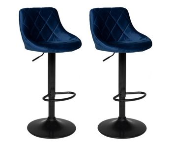 Juego de 2 taburetes de bar robin de terciopelo azul 48×46×106 cm
