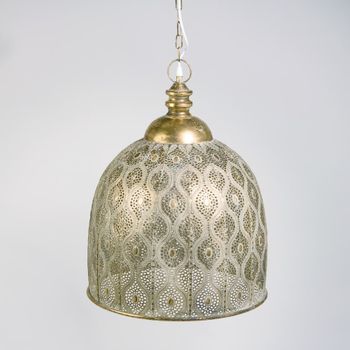 Lámpara de techo de acero dorado calada An. 41,5 cm