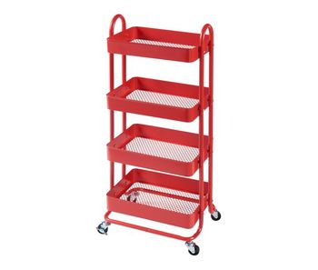 Carro de servicio pyhäntä con 4 cestas acero 104 x 46 x 35 cm - rojo [en.casa]