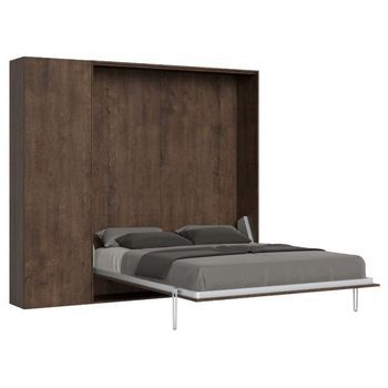 Cama Plegable 160x190 Cm Con 1 Columna Contenedor De Madera De Nogal Kanto