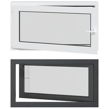 Ventana De Sótano Risor 110 X 70 Cm Pvc Y Vidrio Gris Antracita Vidaxl