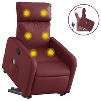 sillon reclinable de masaje de pie cuero artificial rojo tinto