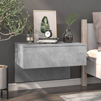 Mesita De Noche - Mueble De Pared - Madera Contrachapada - Gris Hormigón (60x40x40cm)