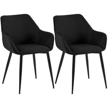 Lote De 2 Sillas De Comedor Luena Tela Negro 63x52x82 Cm Clp