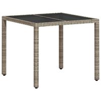 mesa de jardin  mesa de exterior superficie vidrio ratan pe gris claro 90x90x75cm