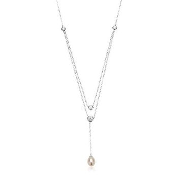 Cadena de plata 925 circonita perla de agua dulce