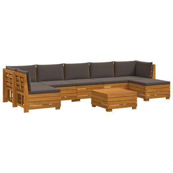 8 Uds. Conjunto De Sofás De Exterior Madera De Acacia Sólida Vidaxl