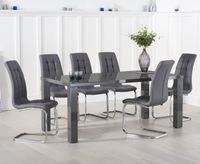 atlanta 200cm dark grey high gloss dining table with lorin chairs