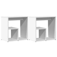 2 uds mesas auxiliares  mesita auxiliar  mesa de cafe madera de ingenieria blanco 50x30x50 cm