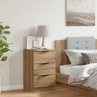 mesita de noche - mueble de dormitorio - madera de ingenieria - roble artisan 40x36x65cm