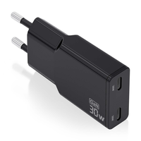 cargador aisens gan ultra delgado 30w 2xusb-c pd30 qc40 negro