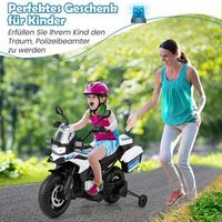 moto de policia para ninos moto a bateria con 2 ruedas de apoyo 110 x 825 x 63 cm blanca