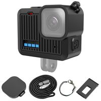 accesorios de camara puluz para gopro hero 2024 funda protectora de silicona cubierta de interfaz lateral con correa para la muneca y cubierta de lente