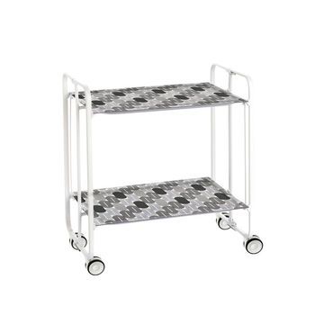 Carrito Auxiliar Plegable Bauhaus Con Ruedas - Armazón Metálico Blanco, 2 Niveles Y 4 Posiciones Ajustables,,88