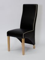 emperor contrast stitching bonded black leather wave back dining chairs