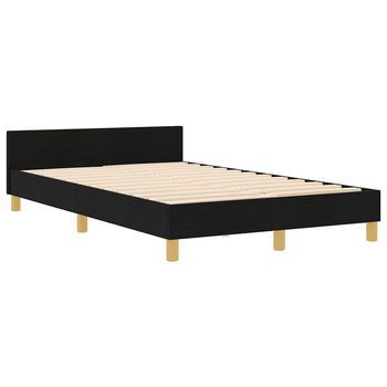 Estructura De Cama Con Cabecera Negro 120 X 190 Cm Tela