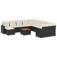 set de sofas de jardin y cojines 12 pzas ratan sintetico negro vidaxl