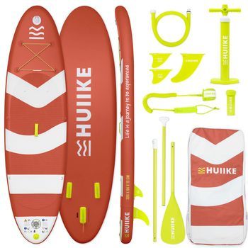 Tabla Paddle Surf Hinchable Con Accesorios, Huiike | Sup Con Remo, Quillas, Inflador, Roja, 10´