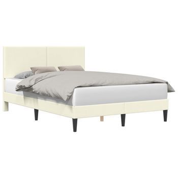 Estructura De Cama Con Cabecera Crema 140 X 190 Cm Tela De Pana Vidaxl