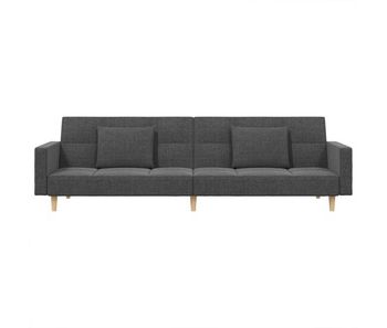 Vidaxl sofá cama de 2 plazas con dos almohadas tela gris claro