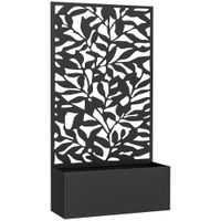 outsunny jardinera elevada con panel de privacidad de hojas decorativas de metal y opcion de montaje en pared 61x23x113 cm negro