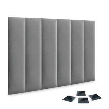Dhome Juego De 6 Paneles Tapizados De Terciopelo Premium Pack Autoadhesivos Para Pared Acústicos Absorbentes Protección (gris Claro, 60x30cm,x6)