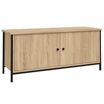 Mueble Tv Con Puertas Contrachapada Roble Sonoma 102x35x45 Cm Vidaxl