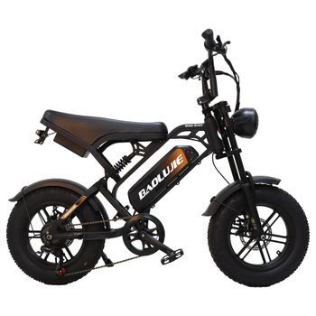 Bicicleta Eléctrica Baolujie F2, 48 V 13 Ah, Neumáticos Anchos 16×4.0, 7 Velocidades, Negro Y Naranja