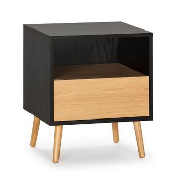 Mesita De Noche Apolo 1 Cajón Color Negro/madera