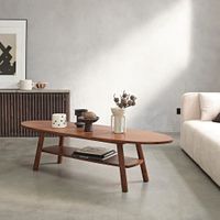 mesa de centro de mindi macizo acabado nogal