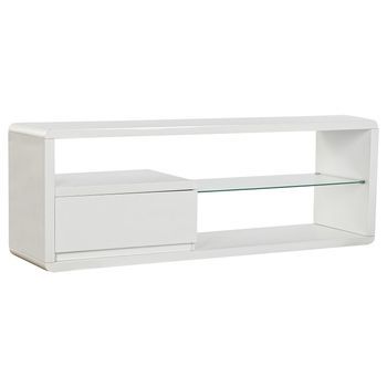 Mueble Tv Mdf Cristal 140x40x50 Blanco