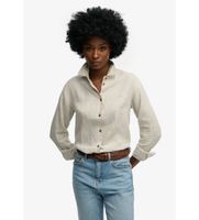 superdry para mujer w4010587a camisa premium slim beige l casual lino manga larga