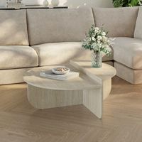 mesa de centro tondesdaslo con tablero doble 90x90x35 cm - travertino encasa
