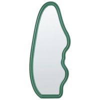 espejo de pared moderno colgante decorativo 160 x 67 cm marco de madera forma irregular verde rocles