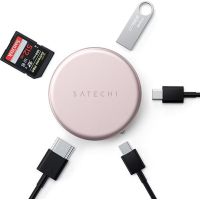 hub usb 5 en 1 satechi onthego rosa con hdmi 4k y 60w pd