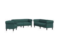 vidaxl juego de sofas 3 piezas tela verde oscuro