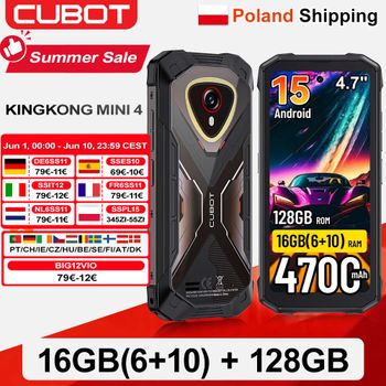 [Envío desde Polonia] Cubot KingKong Mini 4, Teléfono Inteligente Resistente, Pantalla de 4.7 Pulgadas y 90Hz, 4700mAh, 6GB+128GB, NFC, 48MP, Android 15