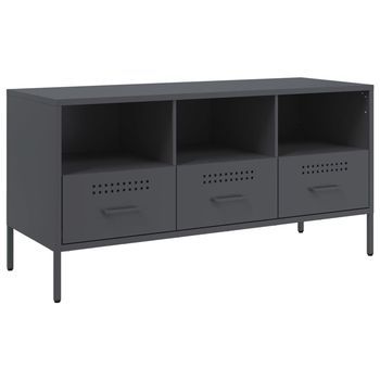 Mueble Para Tv | Mueble De Salón | Gabinete De Tv Acero Gris Antracita 100,5x39x50,5 Cm