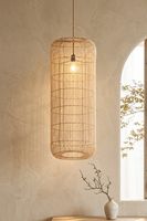 lampara colgante de ratan en marron 50x50x120 cm