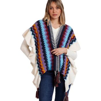 Admas Chaqueta Volantes Poncho abierto para mujer
