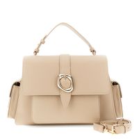 bolso de mano con solapa efecto piel granulada taupe