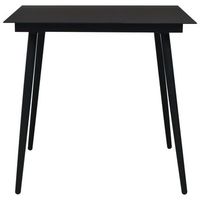 mesa de comedor de jardin  mesa de exterior acero y vidrio negra 80x80x74 cm