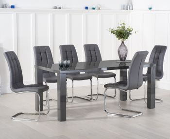 Atlanta 200cm Dark Grey High Gloss Dining Table with Lorin Chairs