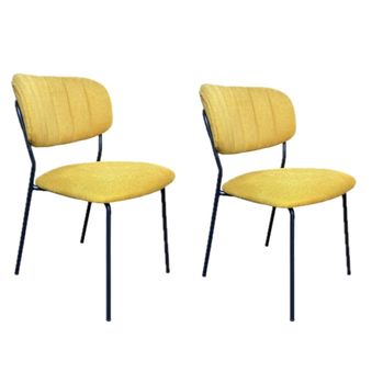2 sillas de comedor de tela amarilla con estructura de acero